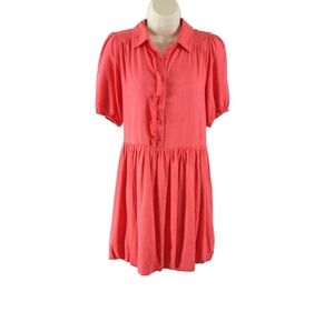 Umgee Coral Mini Dress with Button Detail